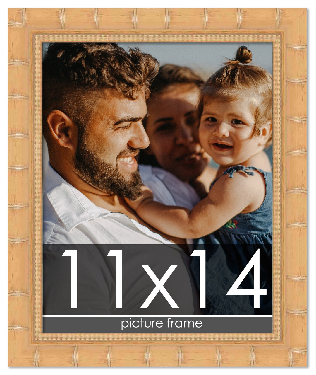 11x14 Modern Bamboo Picture Frame with UV-Resistant Acrylic & Acid Free Backing, Available in 5 Finishes - Gold, Silver, Brown, Black, and Natural